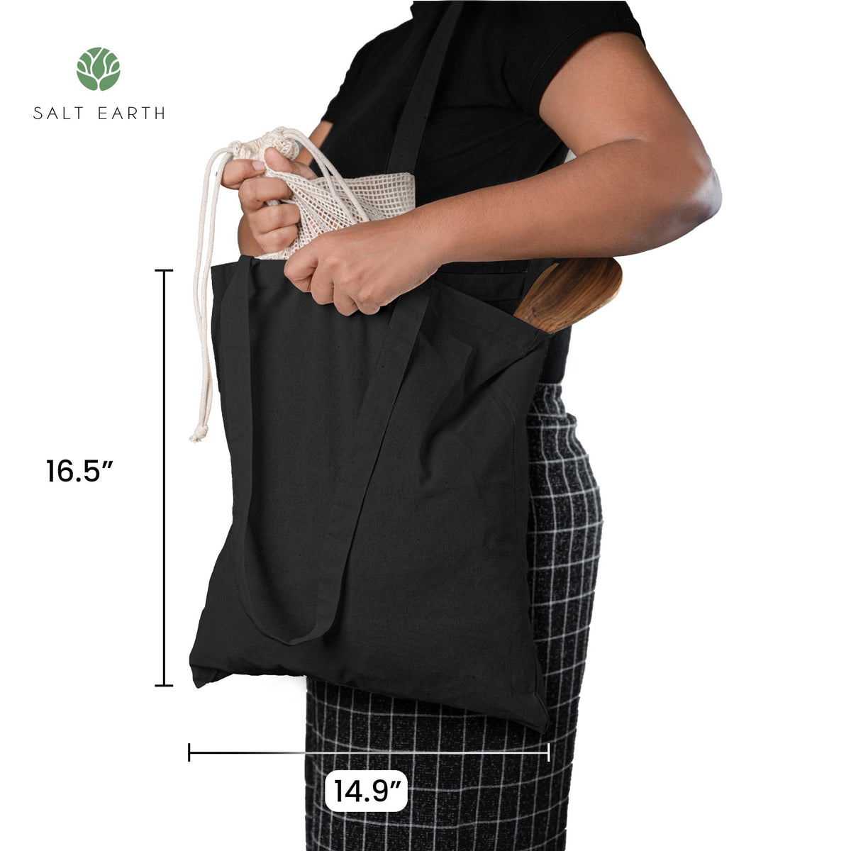 Salt Earth 5|6|12|24|48|100|200 Pack ToteBags Bulk Reusable Totes Grocery Shopping Cloth Bags DIY Promotion Gift Beach Travel