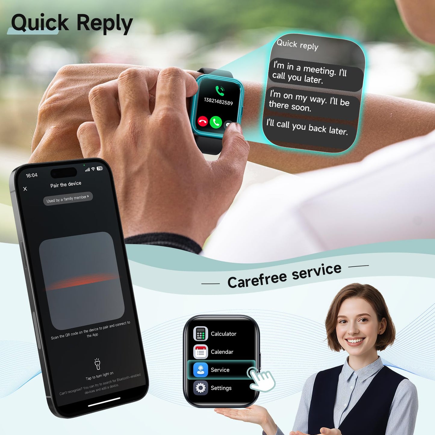 Smart Watches for Women, 1.8" Touch Screen Fitness Tracker for Android & iPhone, Answer/Make Calls, Alexa Built-in, Heart Rate/Sleep/SpO2 Monitor Smartwatch, IP68 Waterproof 101+ Sport Modes, 2 Bands