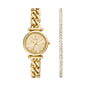 Fossil Women's Watch and Bracelet Set, Carlie Three-Hand Stainless Steel Watch for Women and Bracelet Set