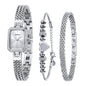 BERNY Silver Watches for Women Ladies Wrist Watch and Bracelet Set Dainty Quartz Bracelet Watch Premium Crystal Accented Fashion Luxury Birthday Present for Women