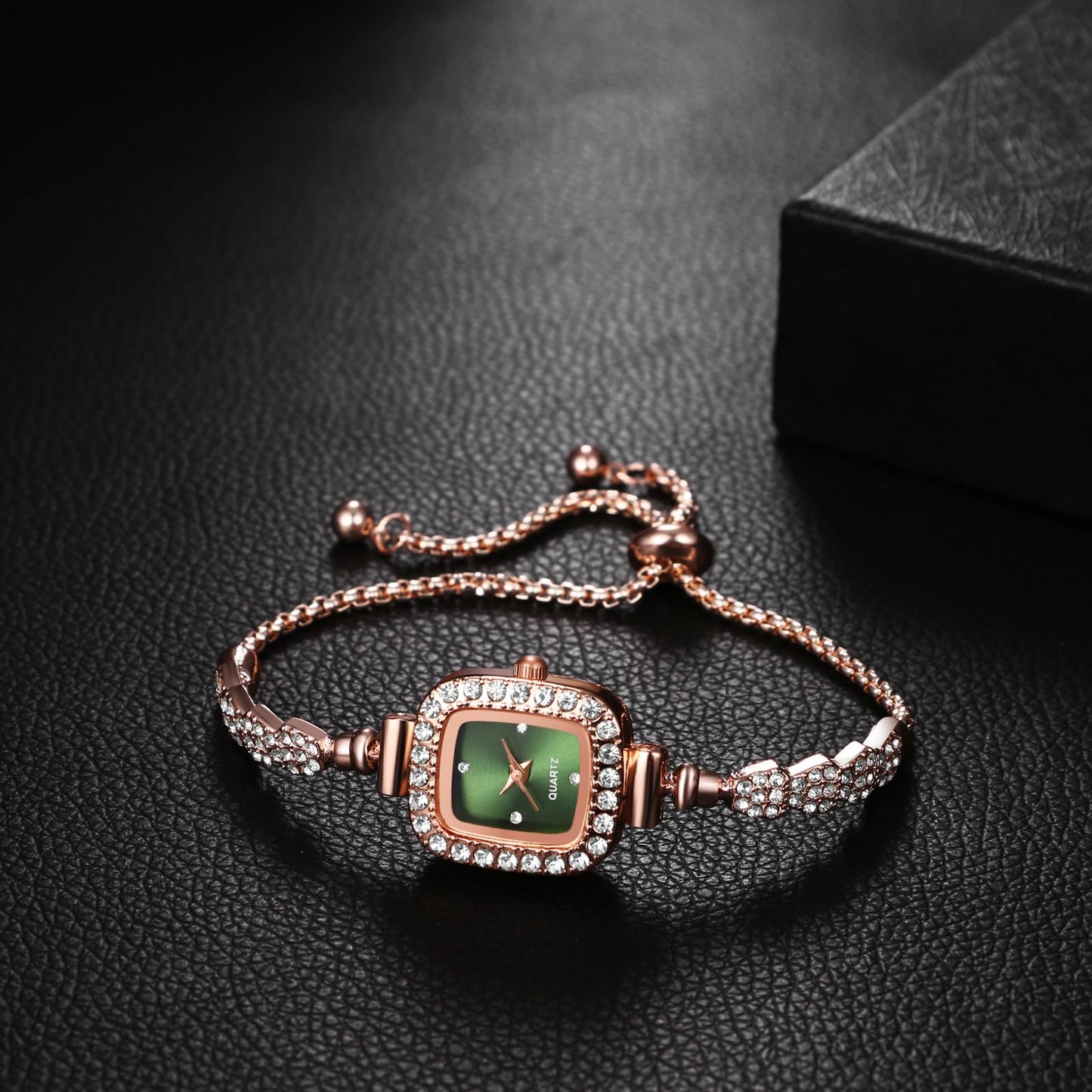 OIDEA Womens Full Diamond Bracelet Watch: Luxury Rhinestone Diamond Square Dial Analog Quartz Wrist Watch Detachable Strap Casual Dress Ladies Watch Valentine's Day Gift