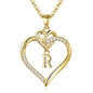 STORUP Heart Initial Necklaces for Women Girls, 14K-Gold-Plated Initial A-Z Heart Necklaces for Teen Girl Jewelry Birthday Gifts for Girls Women Her Wife Mom