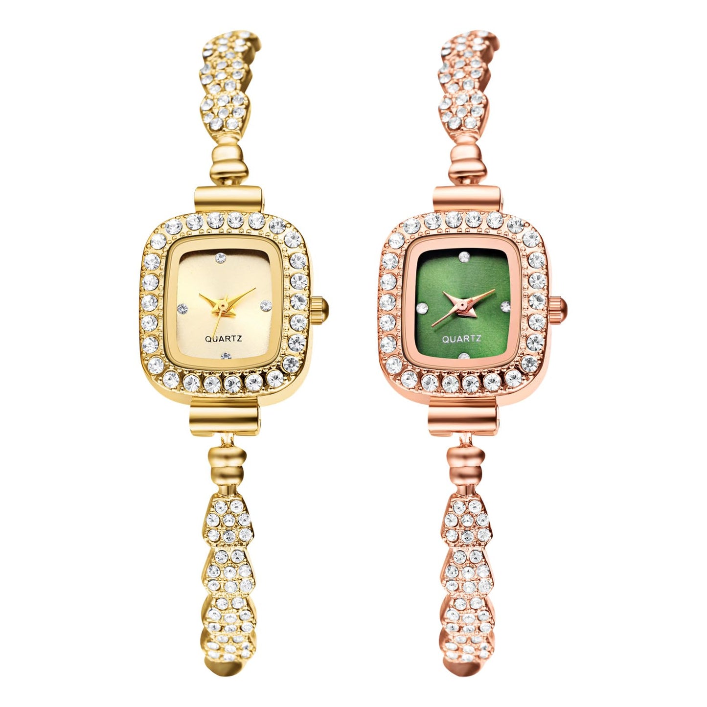 OIDEA Womens Full Diamond Bracelet Watch: Luxury Rhinestone Diamond Square Dial Analog Quartz Wrist Watch Detachable Strap Casual Dress Ladies Watch Valentine's Day Gift