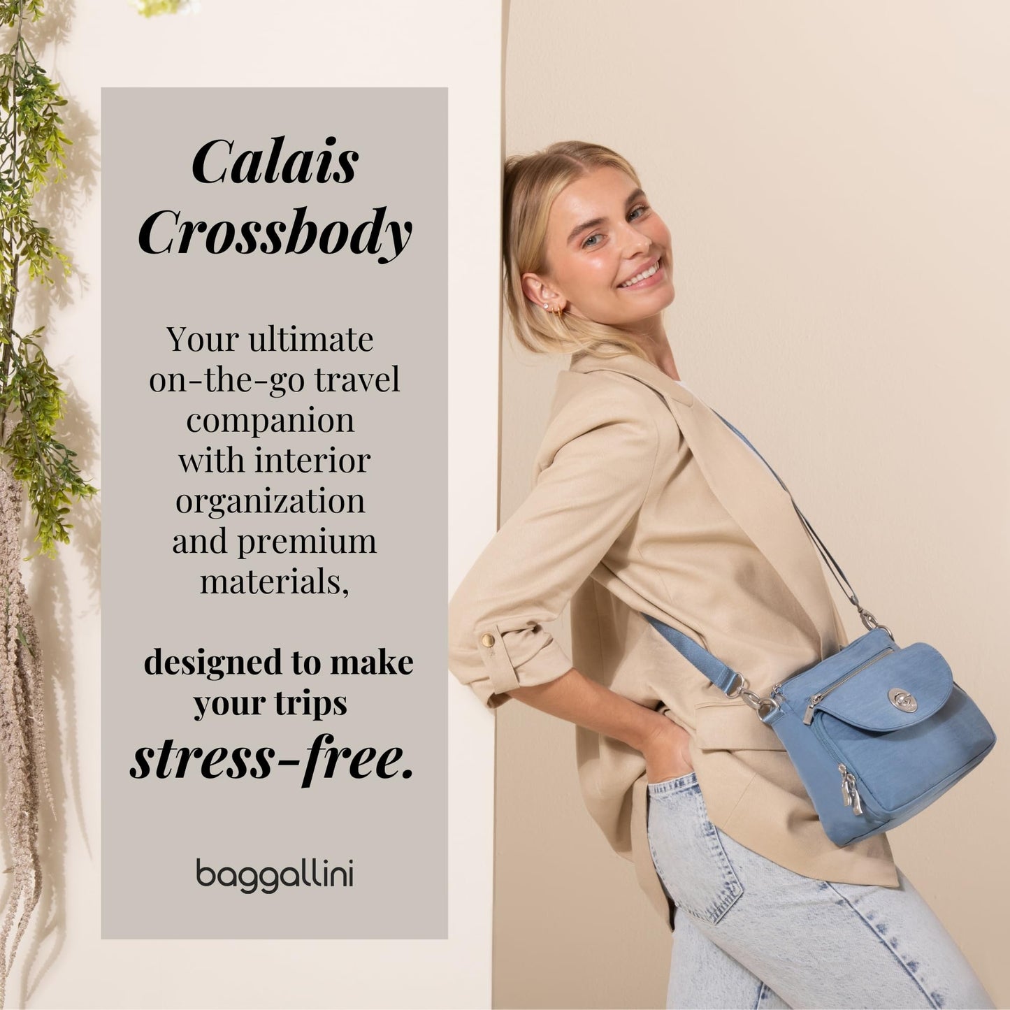 Baggallini Calais Crossbody Bags for Women 10x7 Lightweight Water-Resistant Travel Purse, RFID & Interior Organization