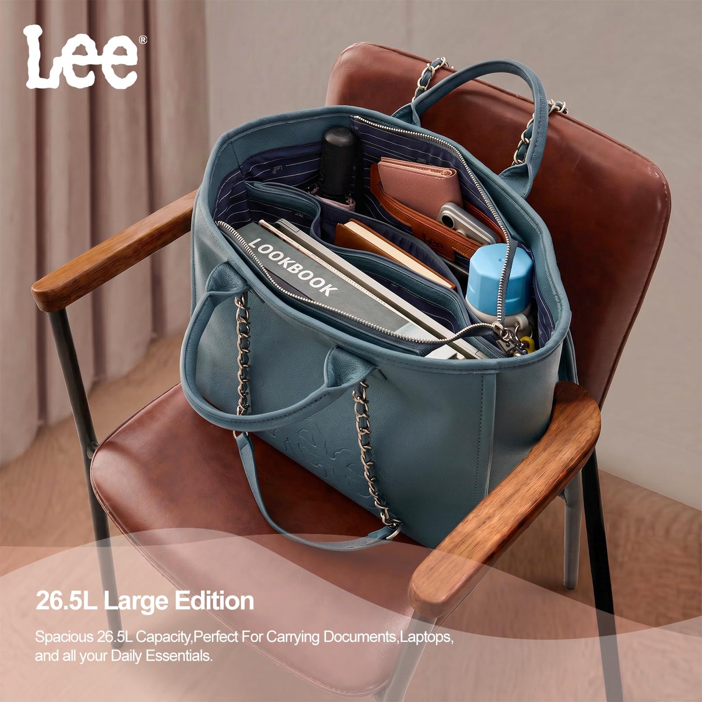 Lee Large Shoulder Tote Bag for Women Vegan Leather Top-Handle Bag