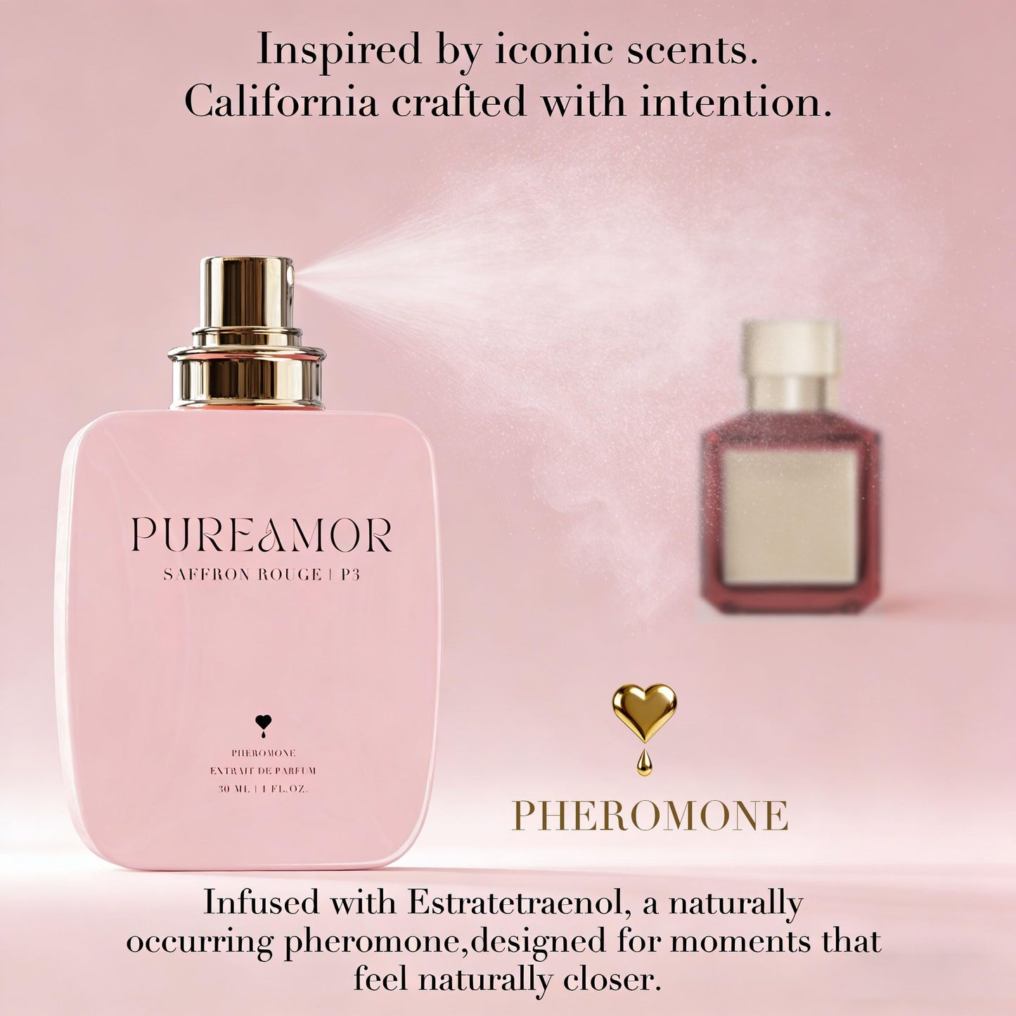 PUREAMOR Pheromone Perfume for Women, Moonlight Mellow Extrait de Parfum - Long Lasting Sweet Floral Gourmand Scent, 30% High Concentration, Full Size Fragrance Spray, 1.0 oz / 30 ml