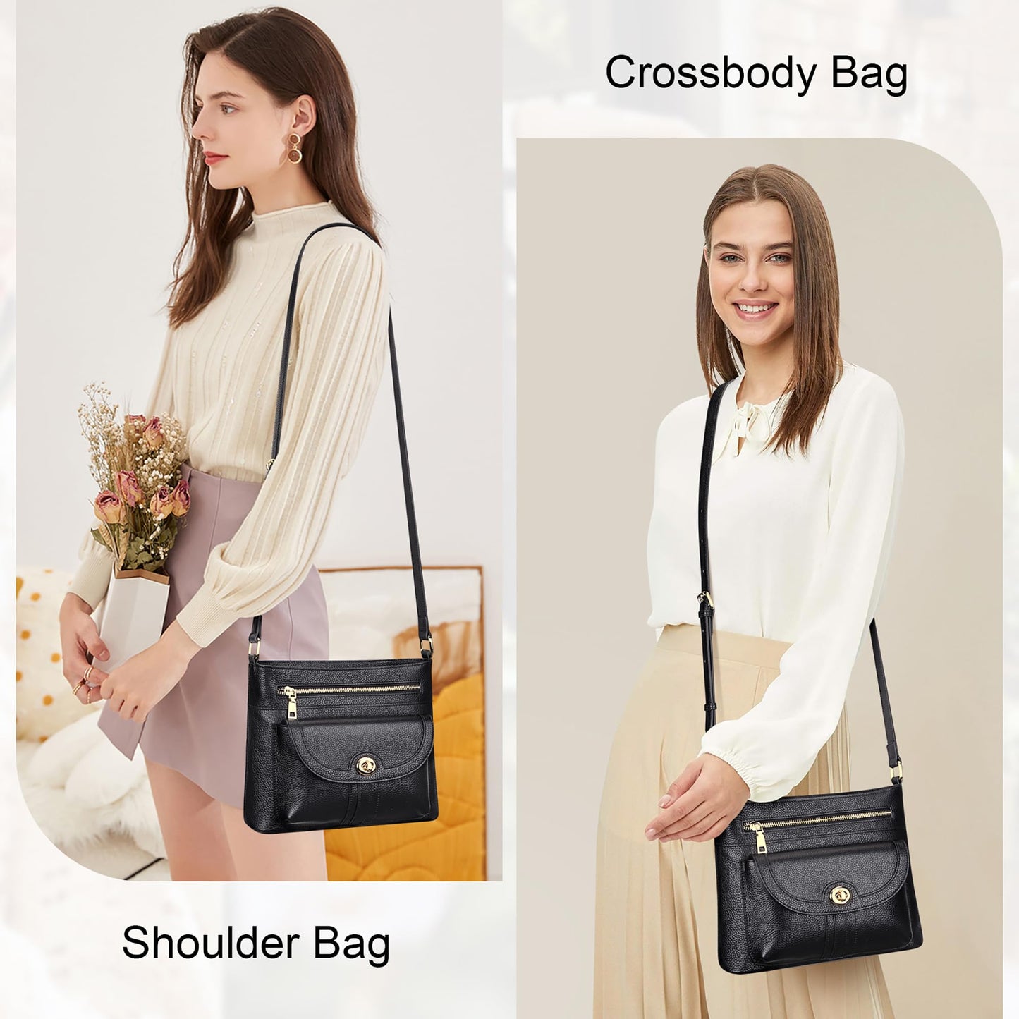 Over Earth Genuine Leather Crossbody Bags for Women Trendy Purses and Ladies Shoulder Handbags