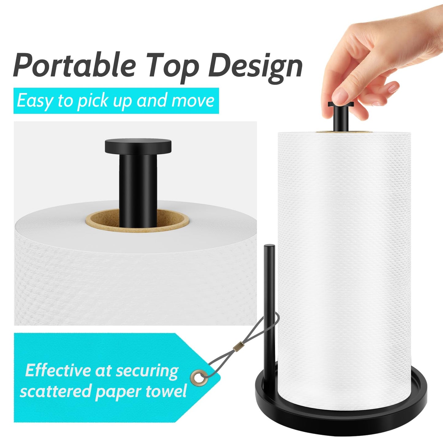 Paper Towel Holder Countertop with Anti Slip Weighted Base