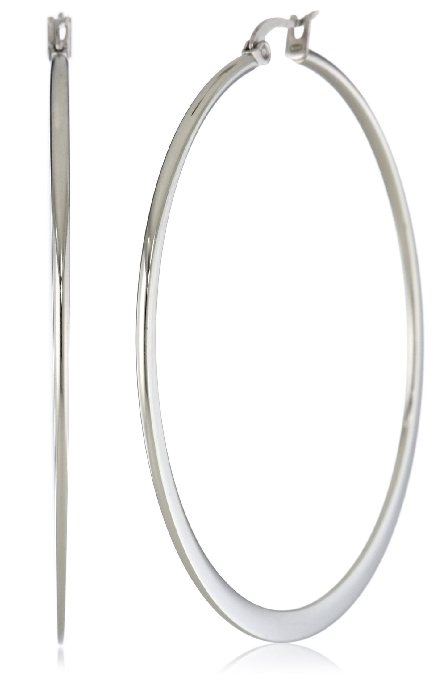 Amazon Essentials Gold Plated or Stainless Steel Flattened Hoop Earrings