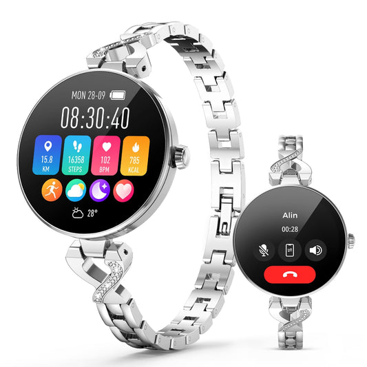 Smart Watches for Women, Answer/Make Call, 1.04'' AMOLED, 24H Sleep Tracker, Fitness Tracker with Heart Rate/Blood Pressure/SpO2/Stress Monitor, 100+ Sport Modes Waterproof Smartwatch for IOS Android