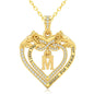 Uncle LOL Jewelry — 14K Gold Initial Letter Rose Heart Pendant Necklace for Women, Anniversary Birthday Jewelry Gifts for Wife Mom Grandma Sister Daughter, I Love You for Always And Forever