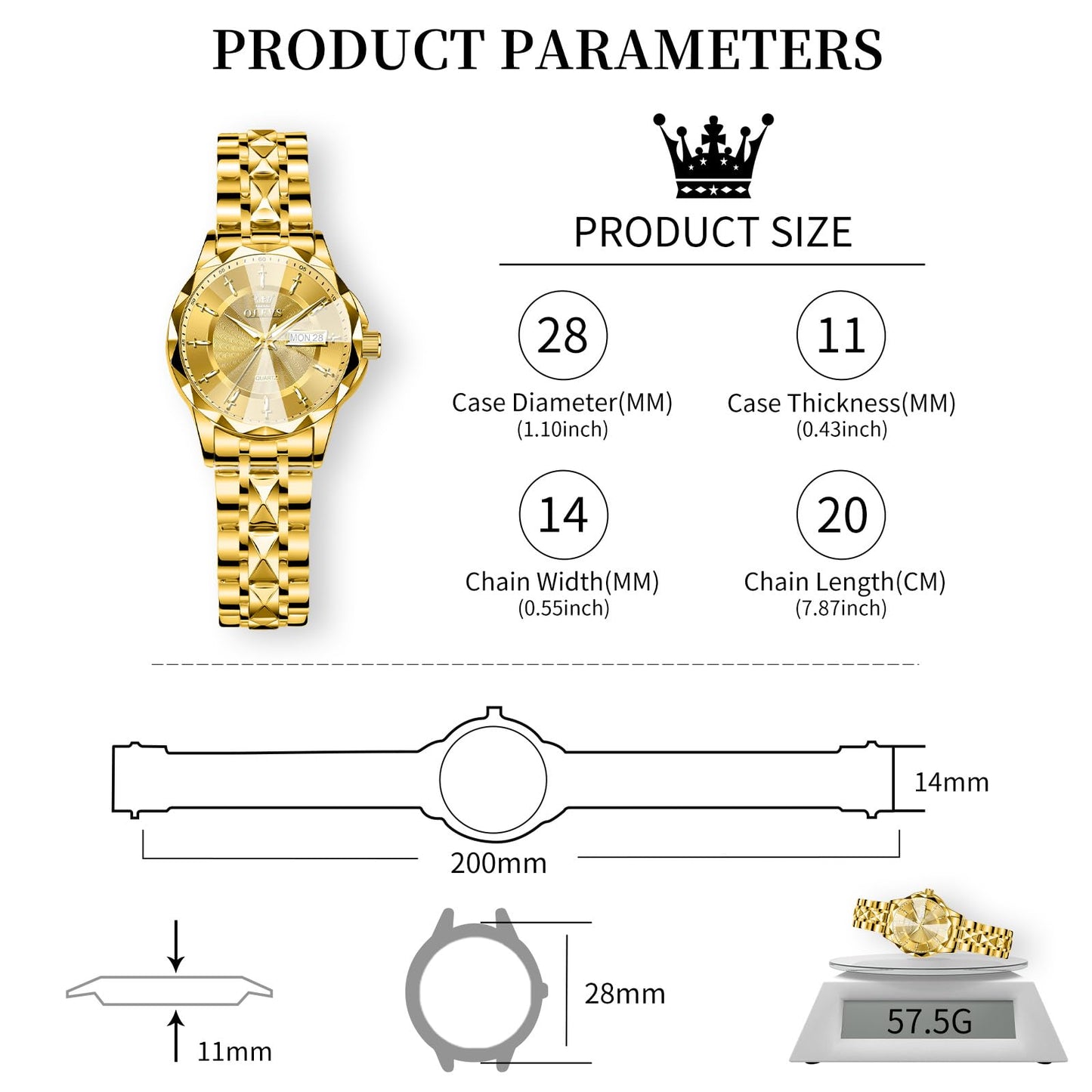 OLEVS Women's Luxury Elegant Watch, Fashion Waterproof Ladies Dress Watch, Stainless Steel Gold Silver Watches for Women, Small Wrist with Day Date, Ideal for Gift Daily Wear
