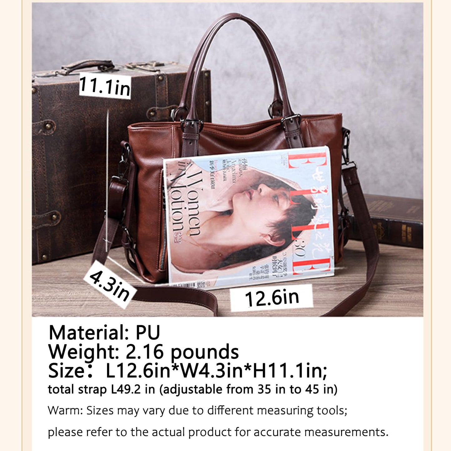 Handbags and Purses for women Vegan Leather Tote Bag for Women Satchel Shoulder Bags Travel Purse with Compartments