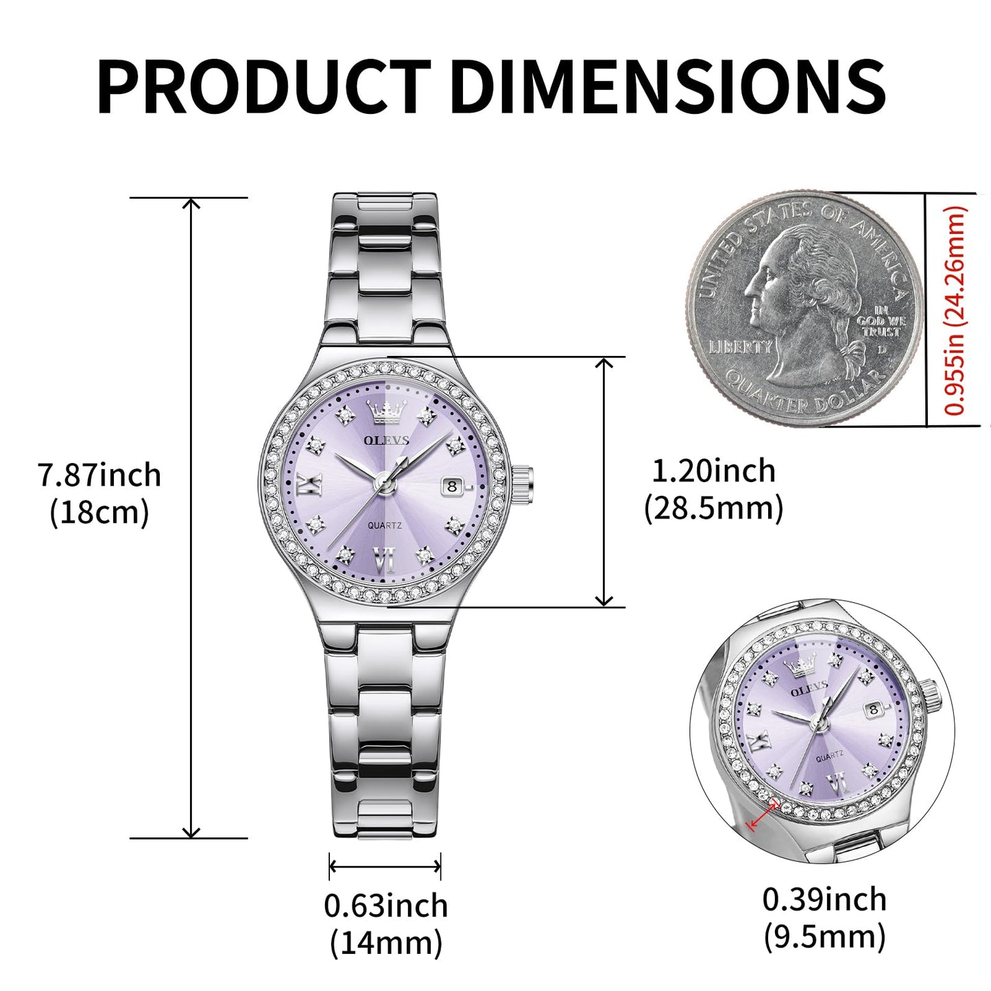 OLEVS Watch for Women Luxury Fashion Diamond Classic Arabic Dial Wrist Women's Watches with Date Waterproof Stainless Steel Quartz Ladies Watch