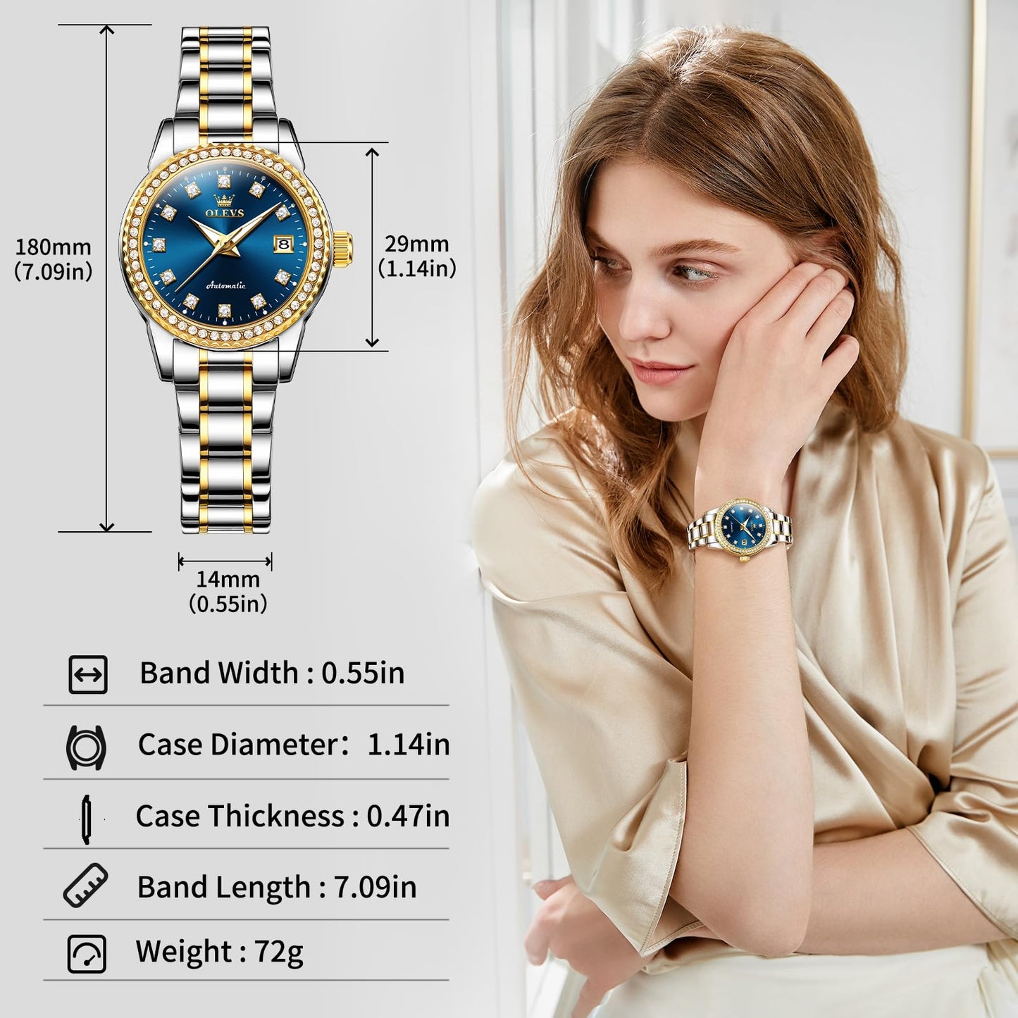 OLEVS Watch Women Silver Watches for Women Luxury for Small Wrists Dress Stainless Steel Women's Wrist Watches Easy to Read Reloj para Mujer Black/Blue/Gold/Green/Pink/Purple
