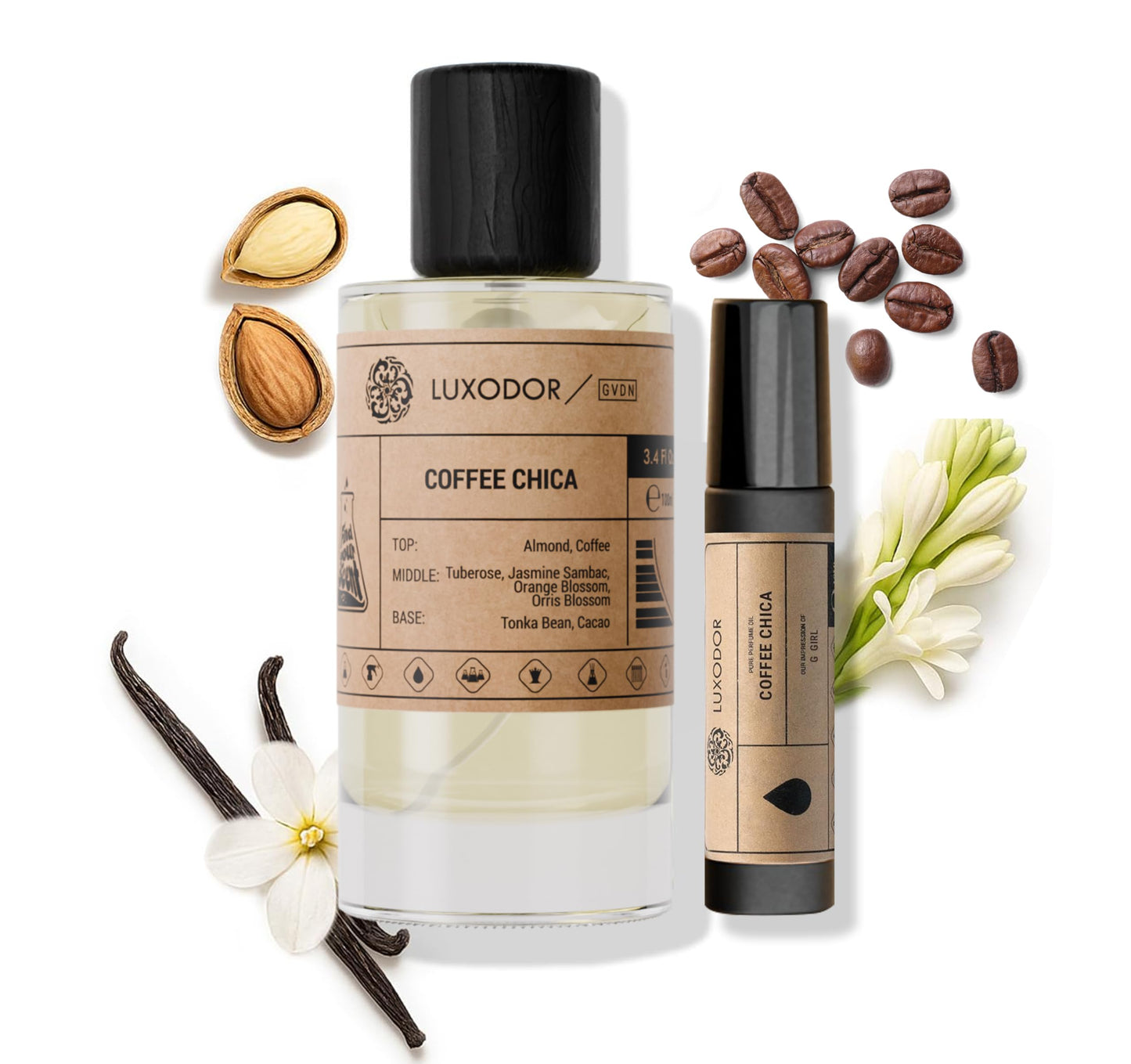 Inspired by Y S.L's B.lack O.pium 3.4 fl. oz (100ml) Damascus Poemy with Pheromone Roll-On Oil 10 ml | Women’s Dupes Fragrances | Long Lasting Perfume Vanilla for Women | Womens Perfume