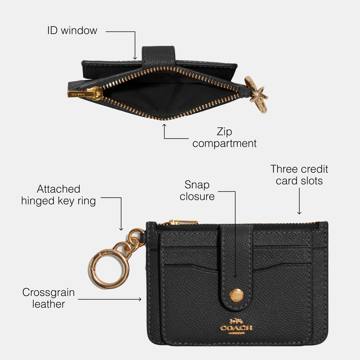 COACH Crossgrain Leather Attachment Card Case