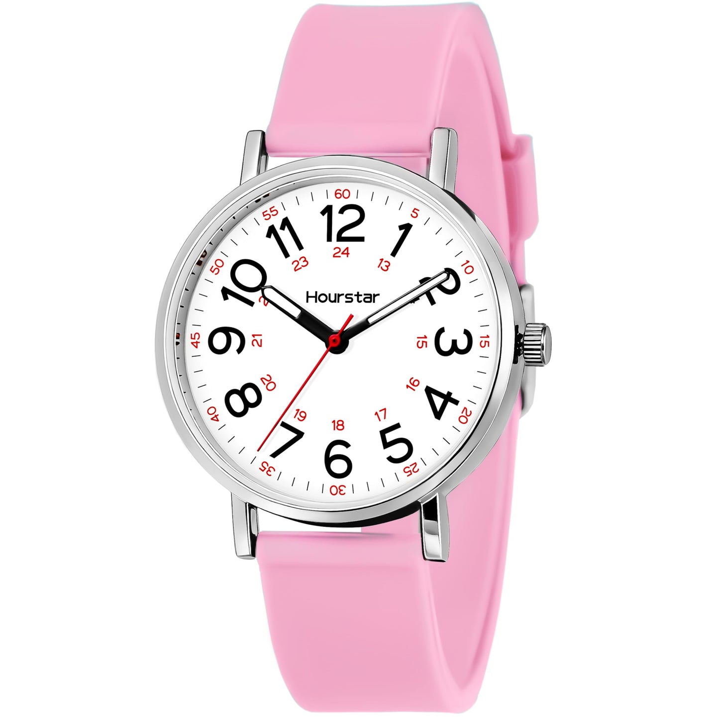 Women's Analog Nurse Watch with Second Hand for Nursing, 12/24 Time, Silicone Band, Easy Read