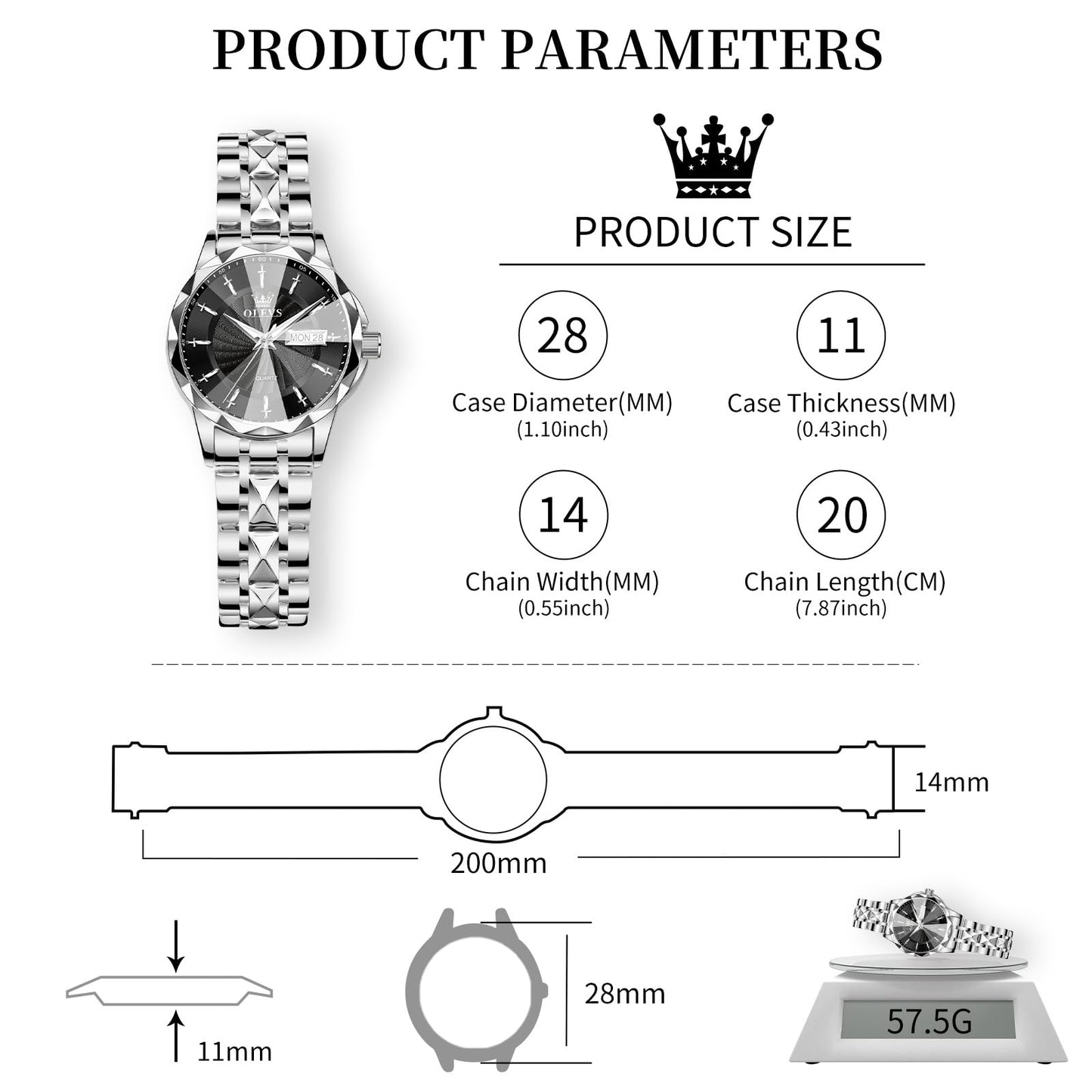 OLEVS Women's Luxury Elegant Watch, Fashion Waterproof Ladies Dress Watch, Stainless Steel Gold Silver Watches for Women, Small Wrist with Day Date, Ideal for Gift Daily Wear