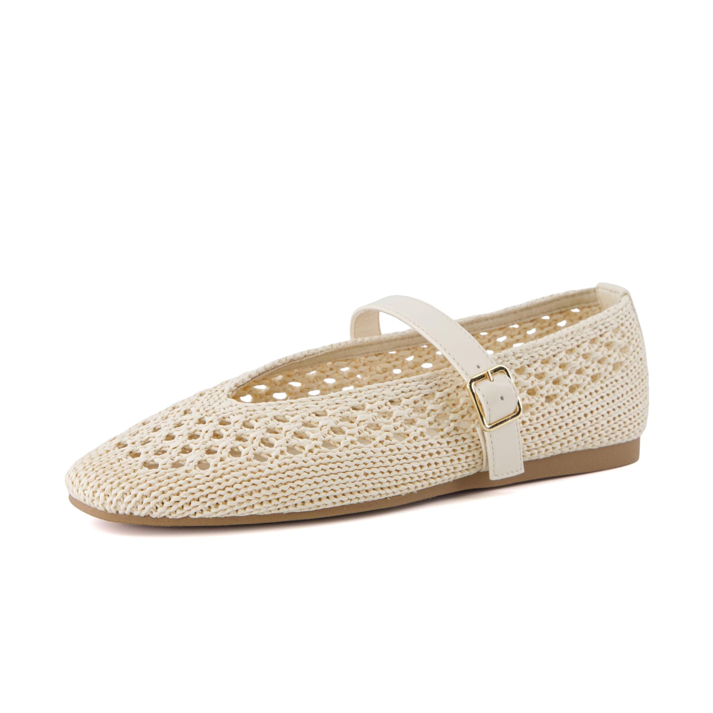 CUSHIONAIRE Graff Mary Jane Shoes for Women, Woven Ballet Flats with Adjustable Buckle Strap, Lightweight Slip On Shoes