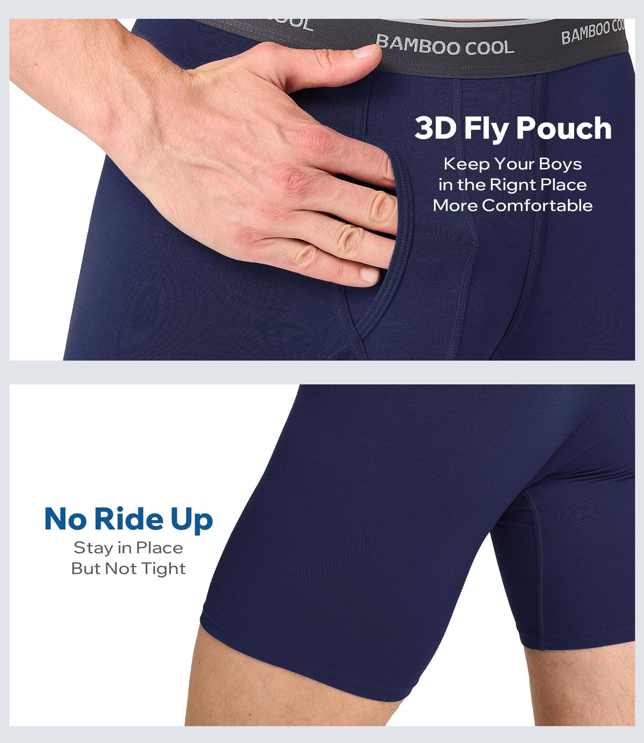 BAMBOO COOL Ultra Soft Mens Underwear Boxer Briefs Multi-pack | Bamboo Fabric‌,No Ride Up,More Breathable Than Cotton