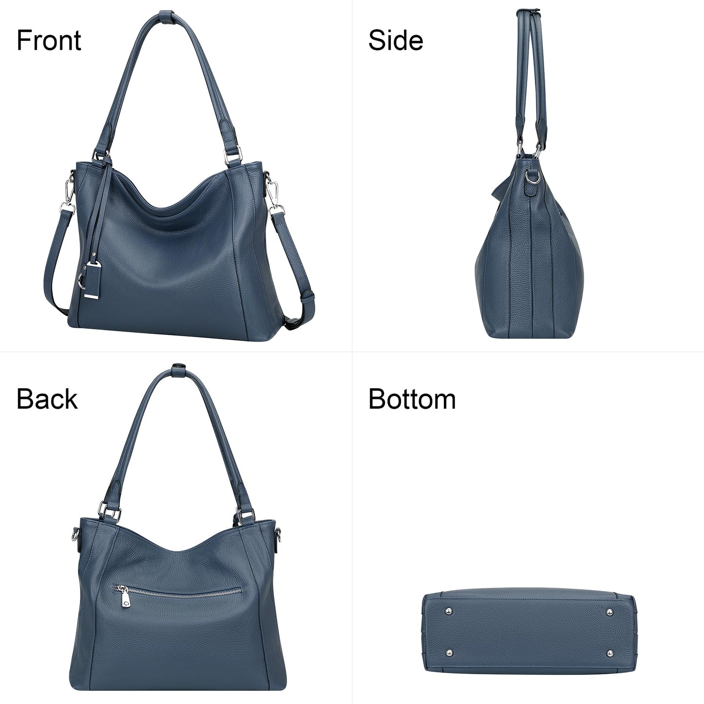 Over Earth Genuine Leather Purses for Women Large Hobo Bags Lady Shoulder Handbags with Detachable Strap