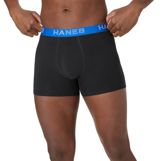 Hanes Mens Underwear Briefs, Cotton Stretch Moisture-wicking Multi-pack Boxer, Black - 6 Pack, XX-Large US