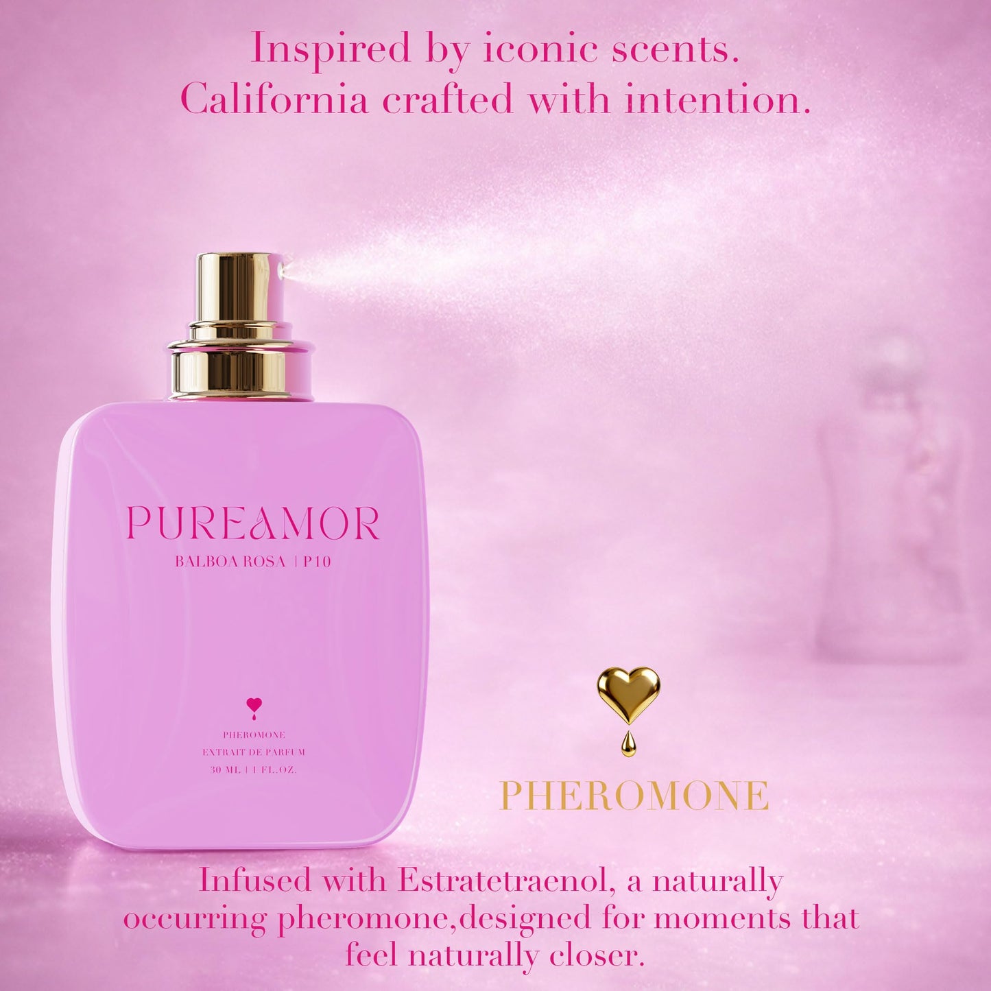 PUREAMOR Pheromone Perfume for Women, Moonlight Mellow Extrait de Parfum - Long Lasting Sweet Floral Gourmand Scent, 30% High Concentration, Full Size Fragrance Spray, 1.0 oz / 30 ml
