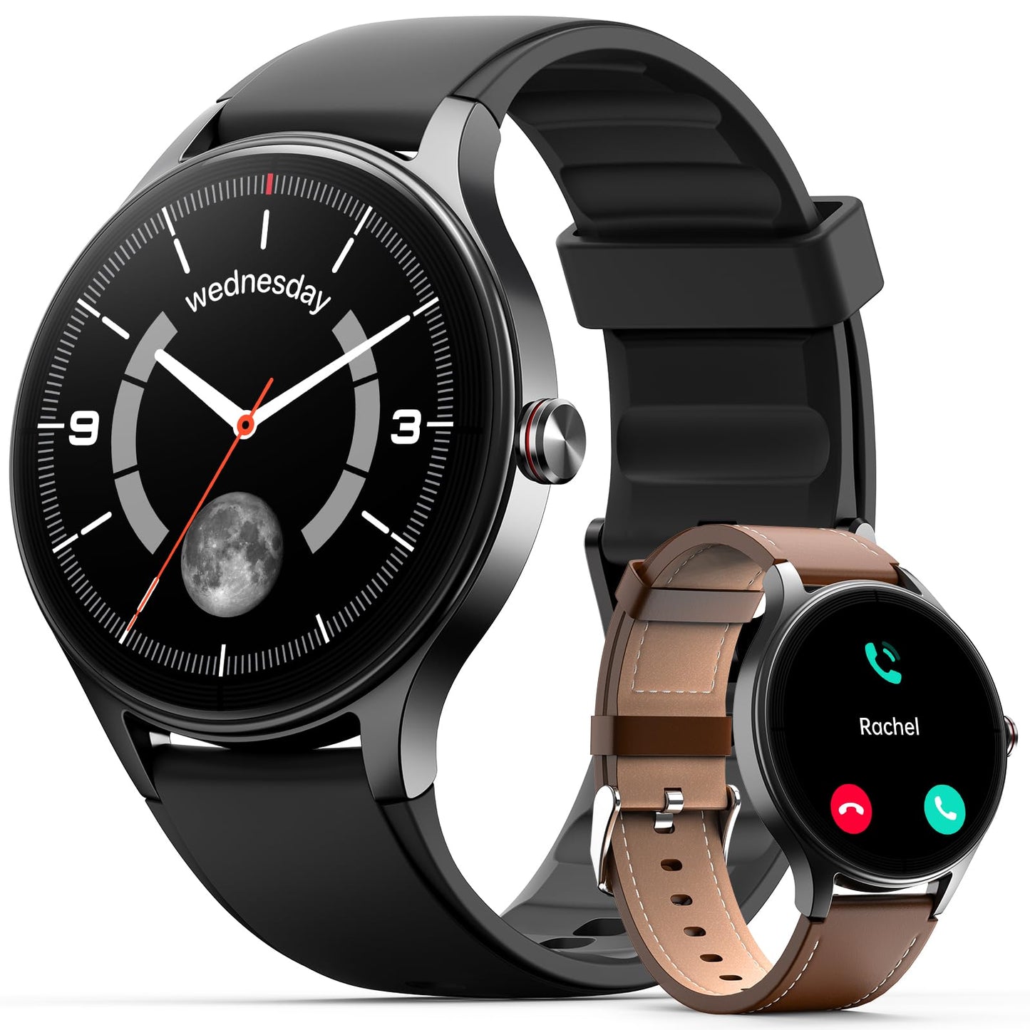 Woneligo Smart Watch for Women,1.57inch AMOLED Touchscreen Fitness Watch for iPhone & Android,Heart Rate/Sp02/Sleep Monitor,110+ Sport Modes IP68 Waterproof Bluetooth Calls,2 Bands (Pink, 1.57)