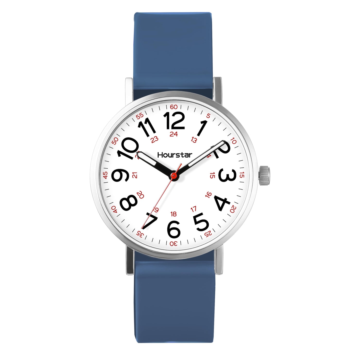 Women's Analog Nurse Watch with Second Hand for Nursing, 12/24 Time, Silicone Band, Easy Read