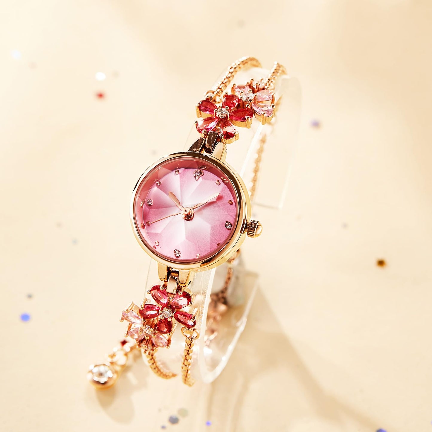 TIME100 Women's Bracelet Watches Ladies Quartz Wrist Watch with Green Dial Bezel with Crystals in Movement Bracelet Strap with Diamonds Waterproof