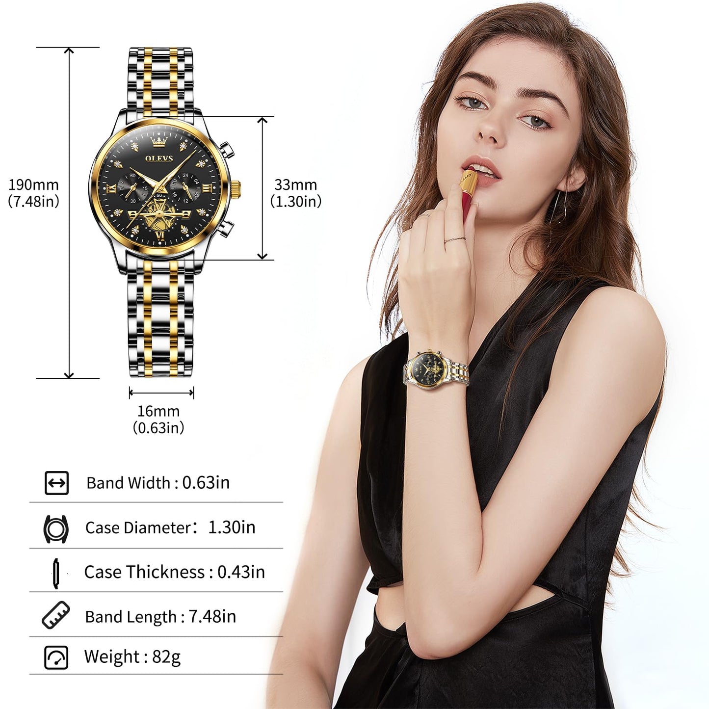 OLEVS Watch Women Silver Watches for Women Luxury for Small Wrists Dress Stainless Steel Women's Wrist Watches Easy to Read Reloj para Mujer Black/Blue/Gold/Green/Pink/Purple