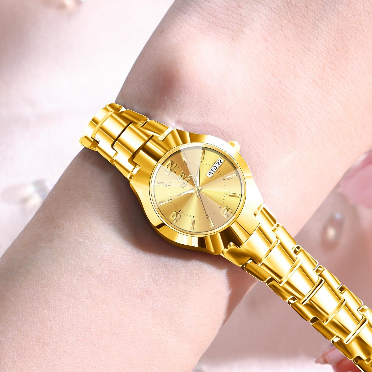 OLEVS Watch Women Luxury Dainty Vintage Square/Round Small Watches for Women Waterproof Stainless Steel Analog Women's Watches with Day Date Fashion Dress Easy Read Female Watch Reloj para Mujer