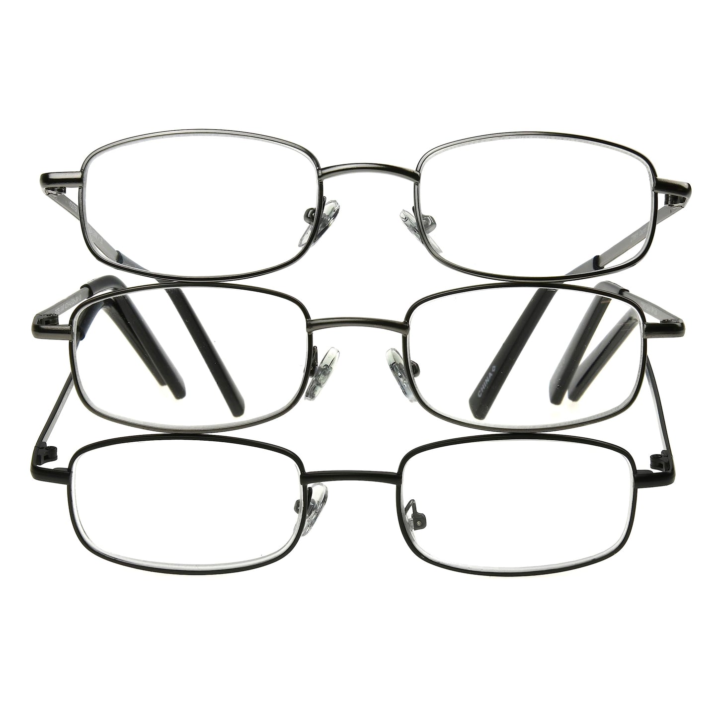 Foster Grant Men's Council Rectangular Reading Glasses, Gunmetal and Black, 3 Pack, 1.25xFoster Grant Men's Council Rectangular Reading Glasses, Gunmetal and Black, 3 Pac…