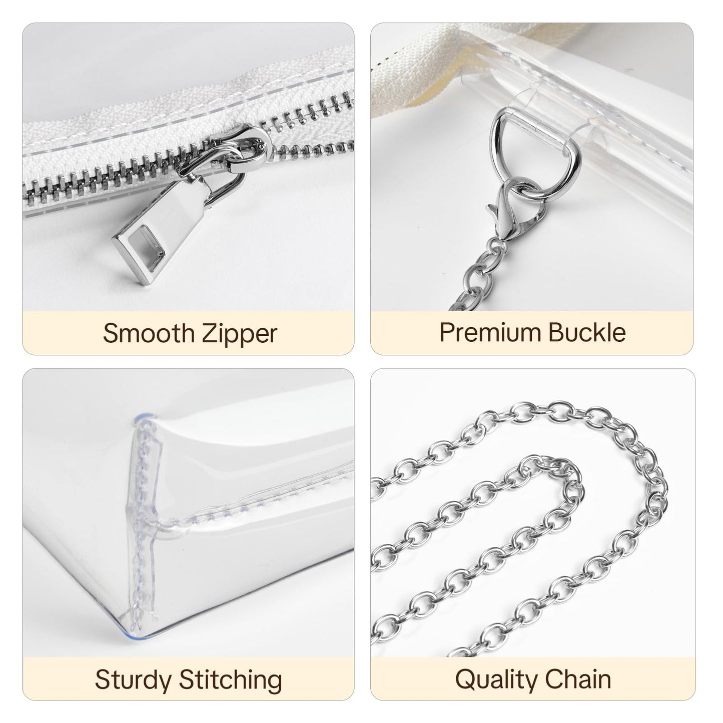 BS-VOG Clear Purse for Women - Stadium Approved Small Crossbody Bag with Zipper, Clear Stadium Bag for Concerts, Sports