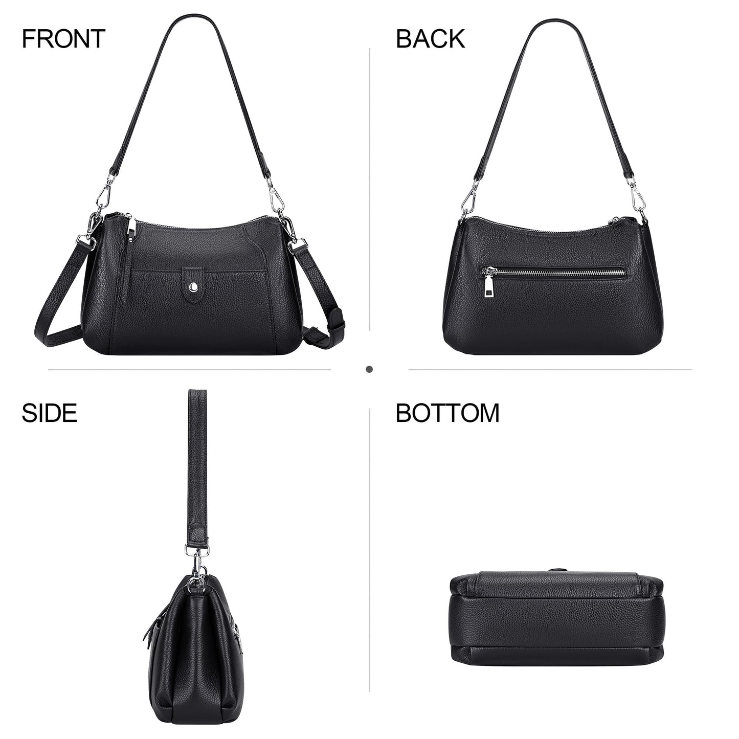 Over Earth Genuine Leather Small Hobo Crossbody Bags for Women Shoulder Purses and Handbags