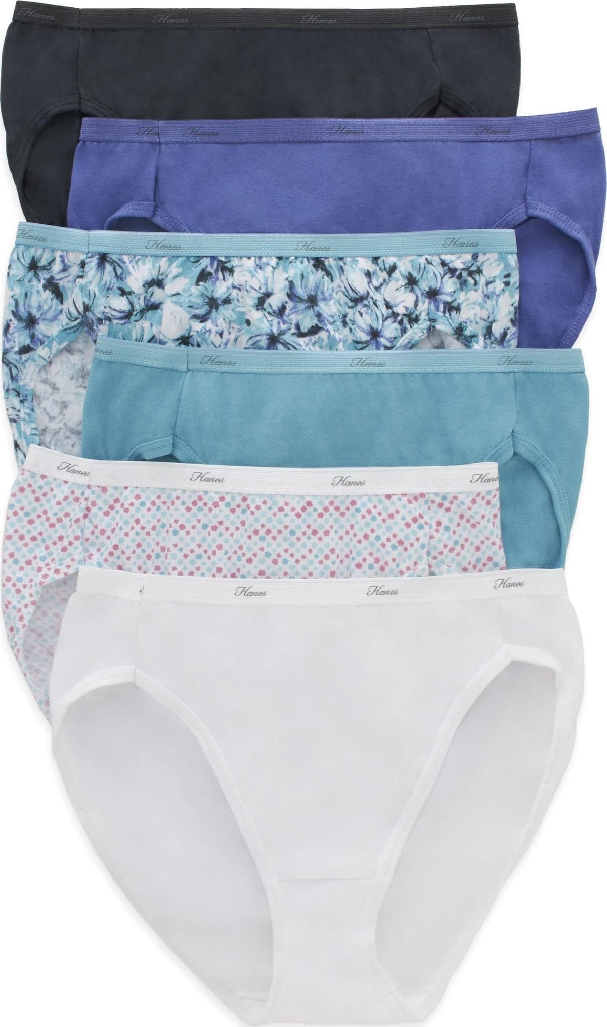 Hanes womens Cotton briefs underwear, 6 Pack - Hi Cut Assorted 1, 7 US