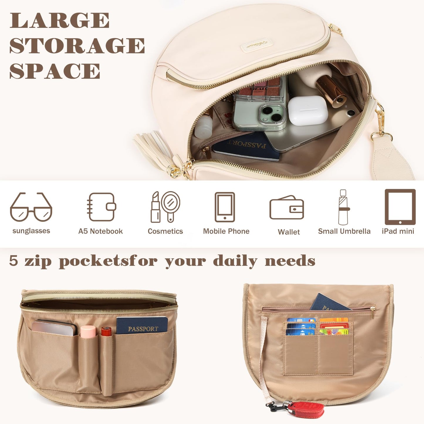 Checkered Crossbody Bag Anti Theft Spacious Bum Bags for Women Nylon Fanny Packs Lightweight Purse Wallet for Travel