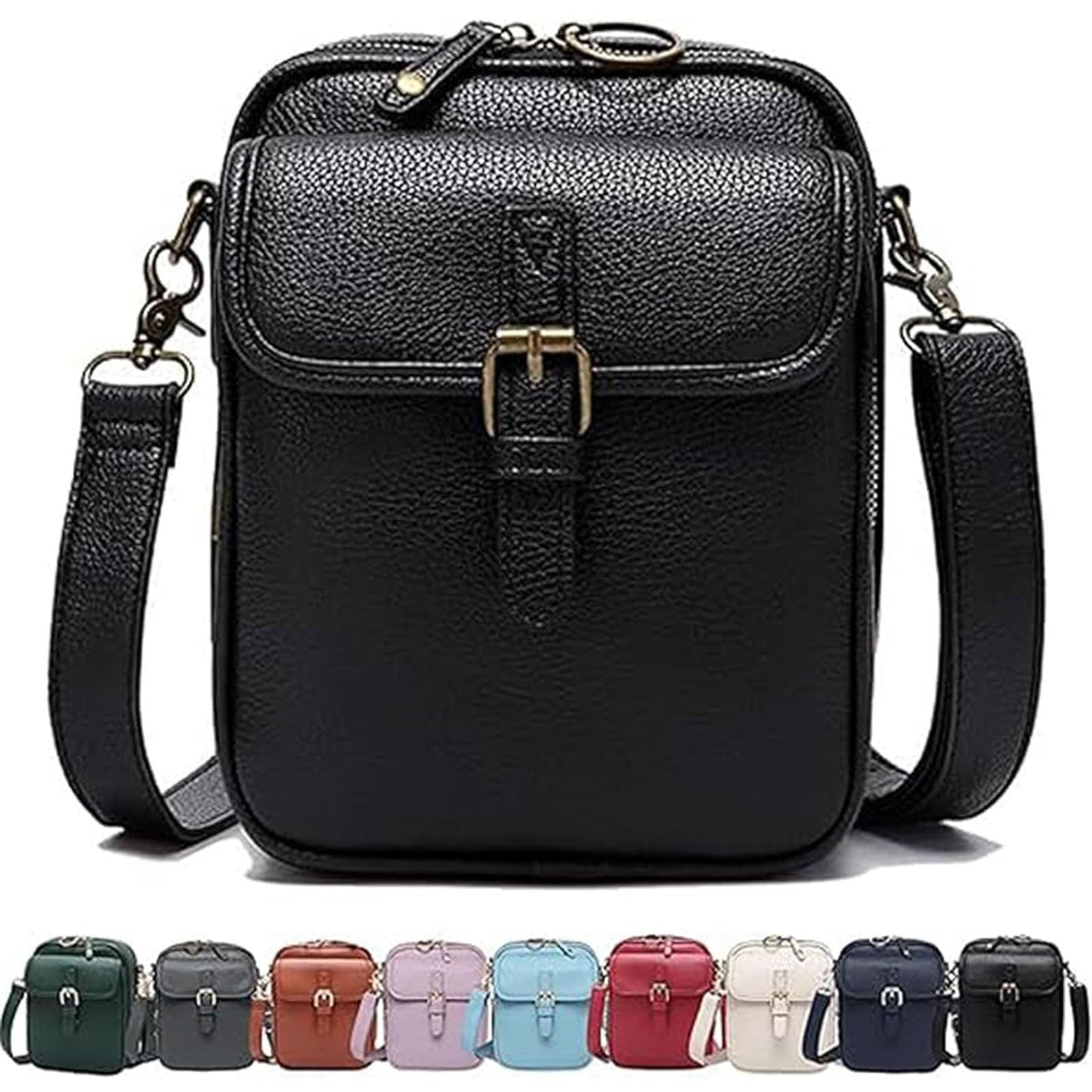 Leather Crossbody Bag for Women,Anti-Theft Messenger Bag with Large Capacity,Built-in Purse Card Slots Shoulder Sling Bag