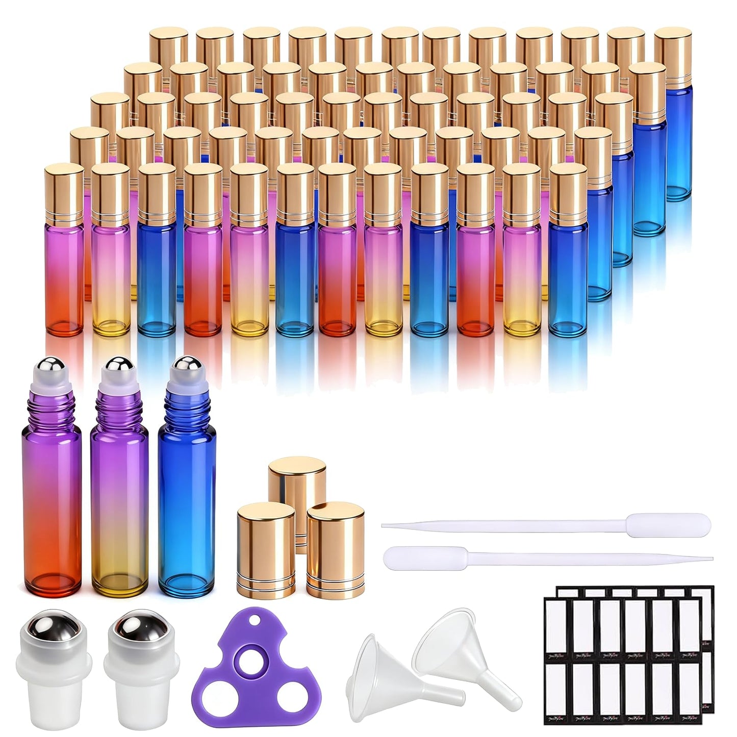 PrettyCare 4 Pack Amber Glass Oil Roller Bottles for Essential Oils 10ml, Roll On Bottles with Stainless Steel Roller Ball Leak-Proof Perfume Travel Refillable Bottle Empty, Beauty & Personal Care