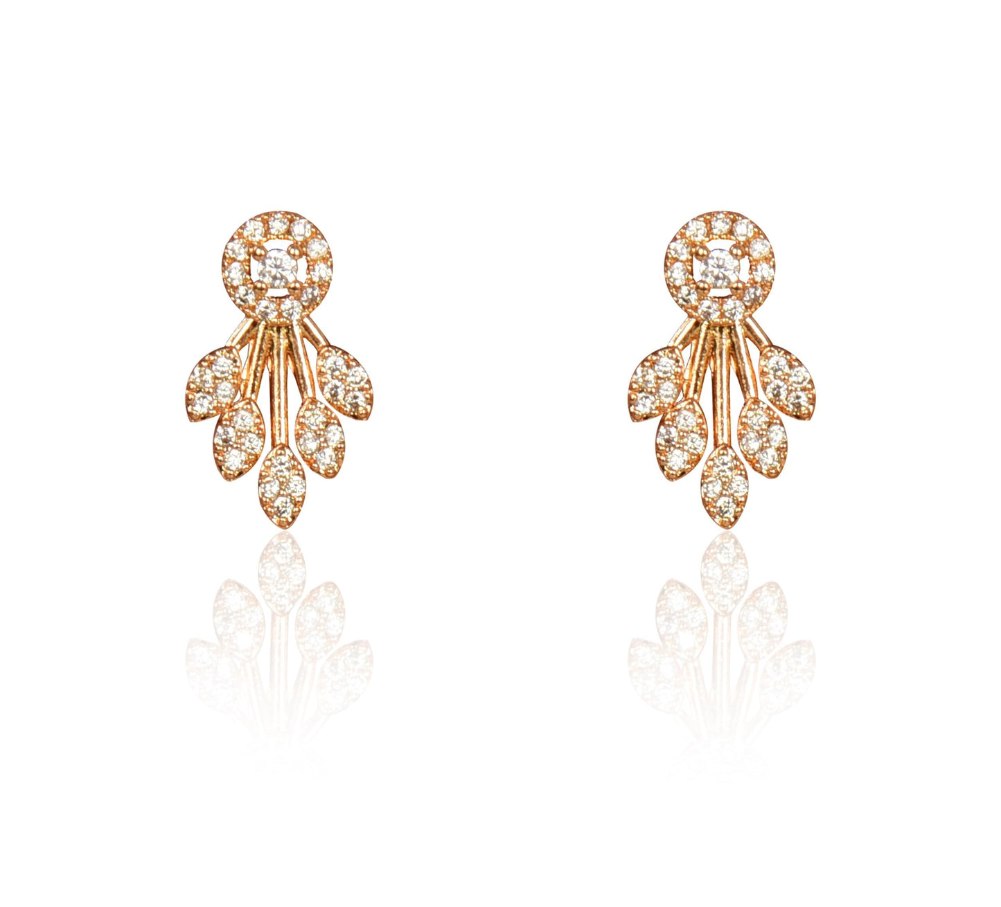 Nilu's Collection American Diamond Stone Studded | Rose Gold/Silver Plated | Anti Tarnish Jewellery Set for Women | Matching Earrings Perfect for Weddings and Special Occasions
