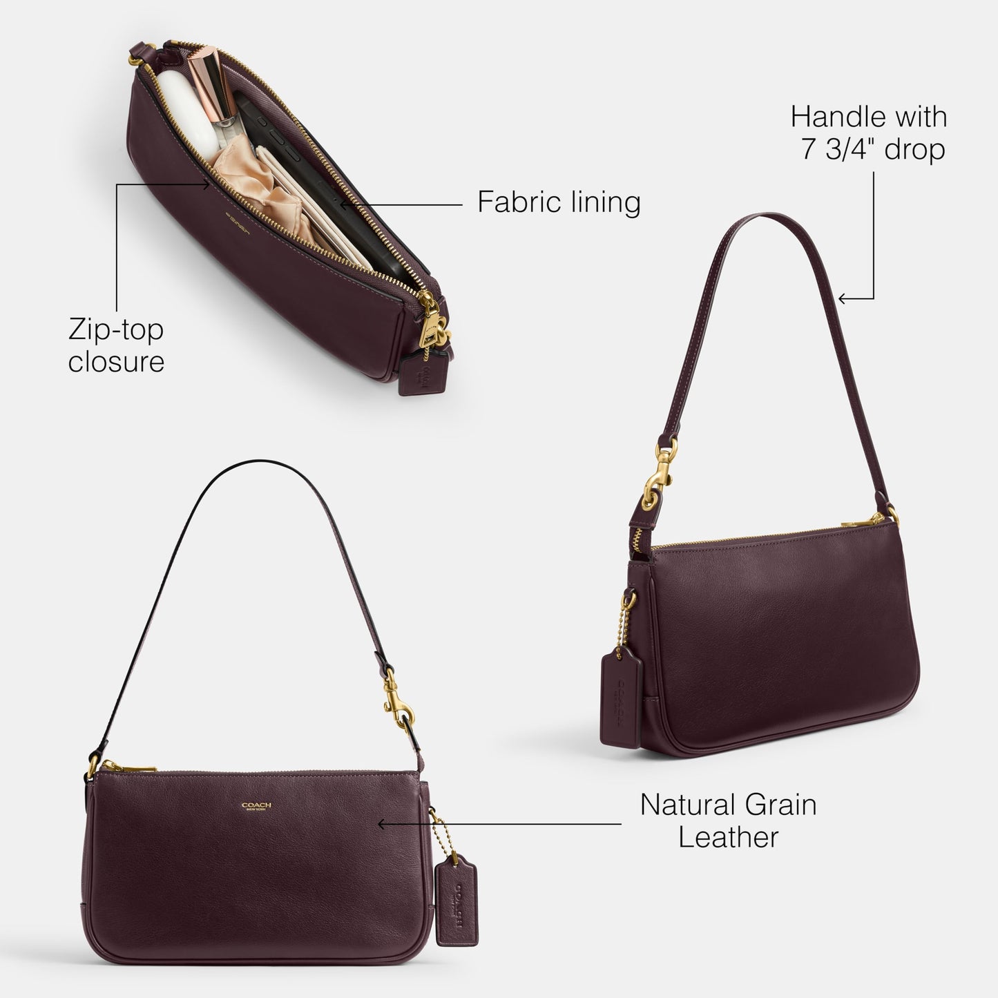 Coach Women's Natural Grain Leather Plaza Bag