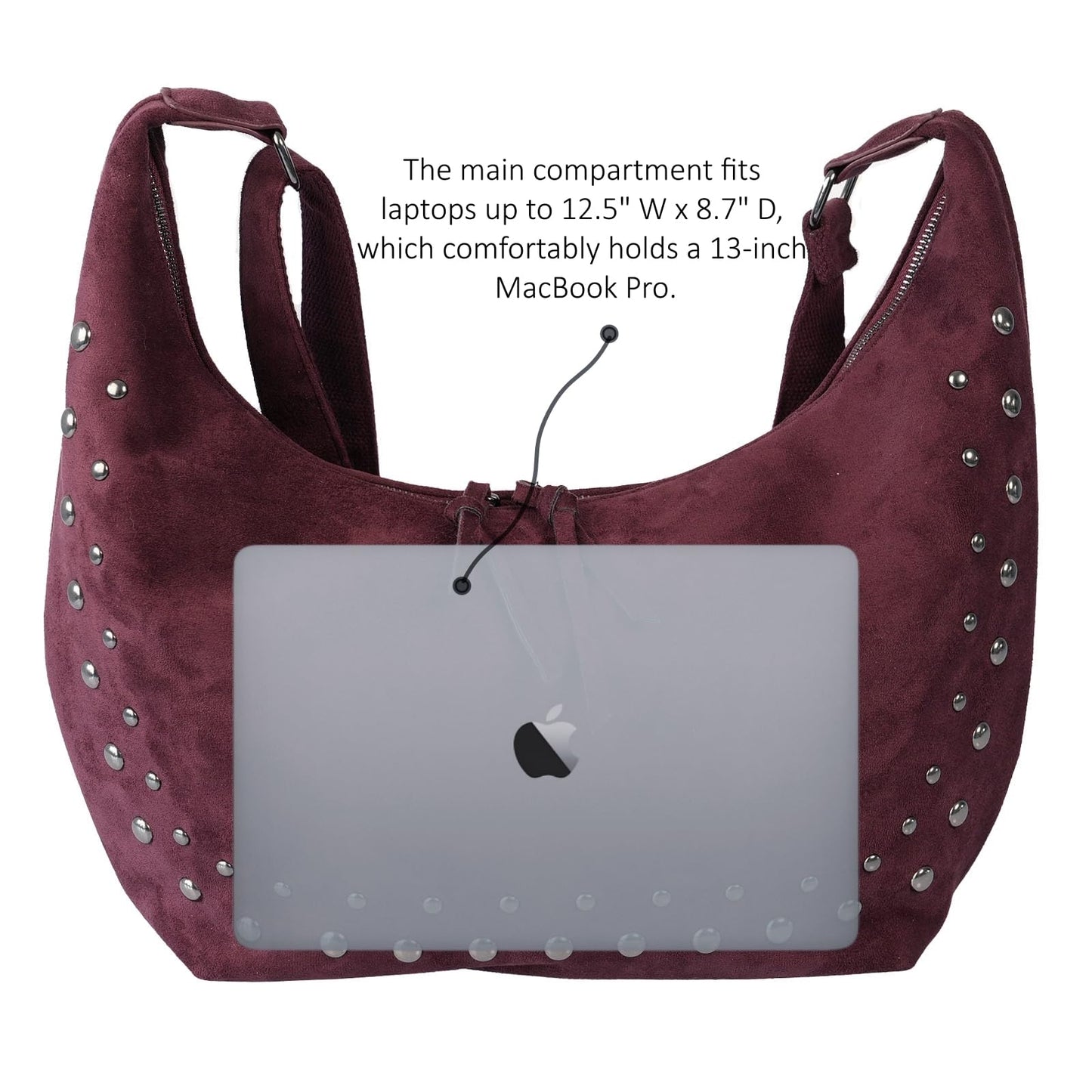 Swgsdh&Hyls Suede Hobo Bags for Women-Studded Tote Purse-Shoulder Handbag