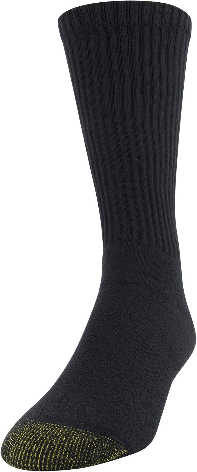 GOLDTOE Men's 656s Crew Athletic Socks, Multipairs, Black (6-Pairs), Large (Clearance)