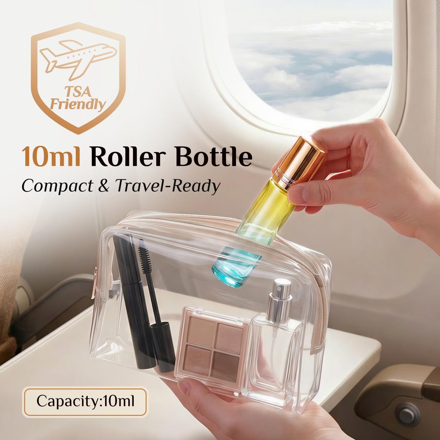 PrettyCare 4 Pack Amber Glass Oil Roller Bottles for Essential Oils 10ml, Roll On Bottles with Stainless Steel Roller Ball Leak-Proof Perfume Travel Refillable Bottle Empty, Beauty & Personal Care
