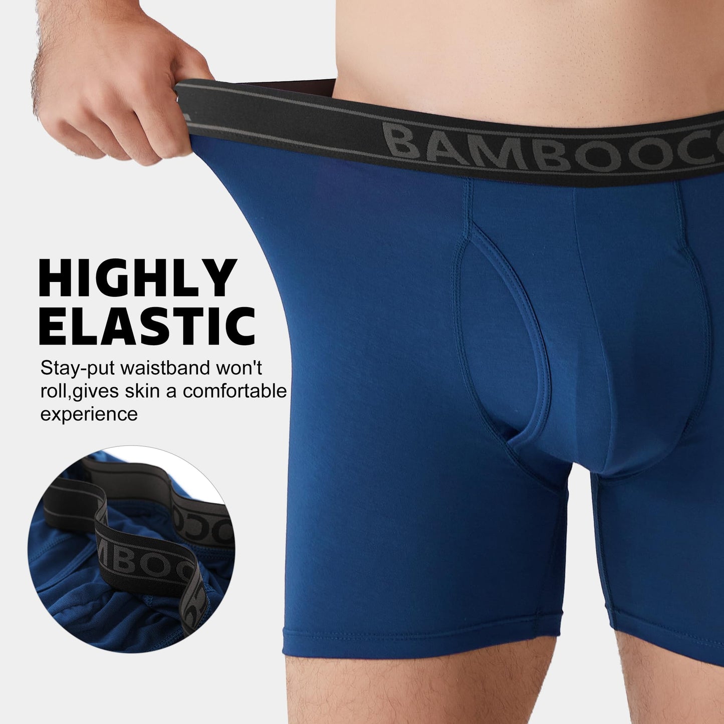 BAMBOO COOL Ultra Soft Mens Underwear Boxer Briefs Multi-pack | Bamboo Fabric‌,No Ride Up,More Breathable Than Cotton