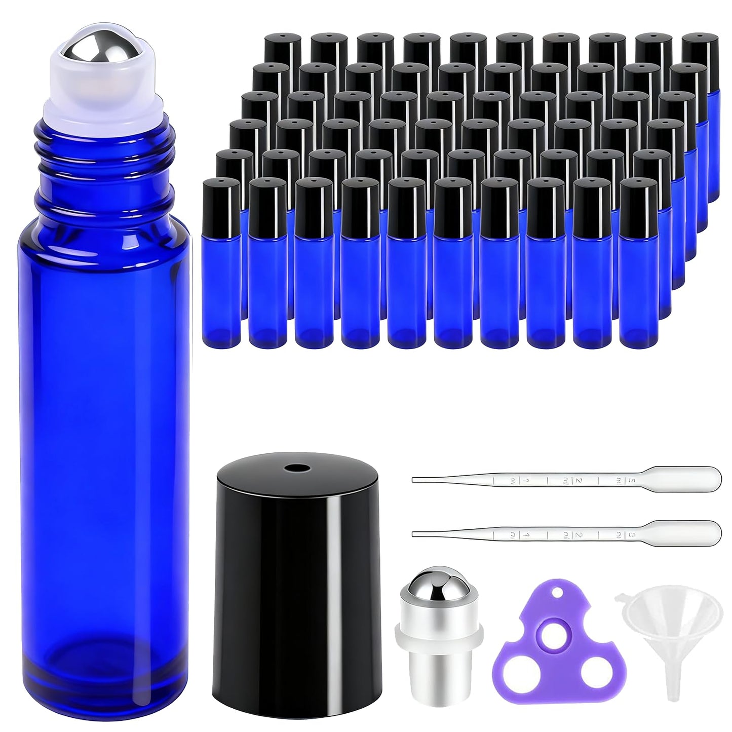 PrettyCare 4 Pack Amber Glass Oil Roller Bottles for Essential Oils 10ml, Roll On Bottles with Stainless Steel Roller Ball Leak-Proof Perfume Travel Refillable Bottle Empty, Beauty & Personal Care