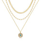 Turandoss Dainty Layered Choker Necklace, Handmade Y Pendant Necklace Multilayer Bar Disc Necklace Adjustable Layering Choker Necklaces for Women