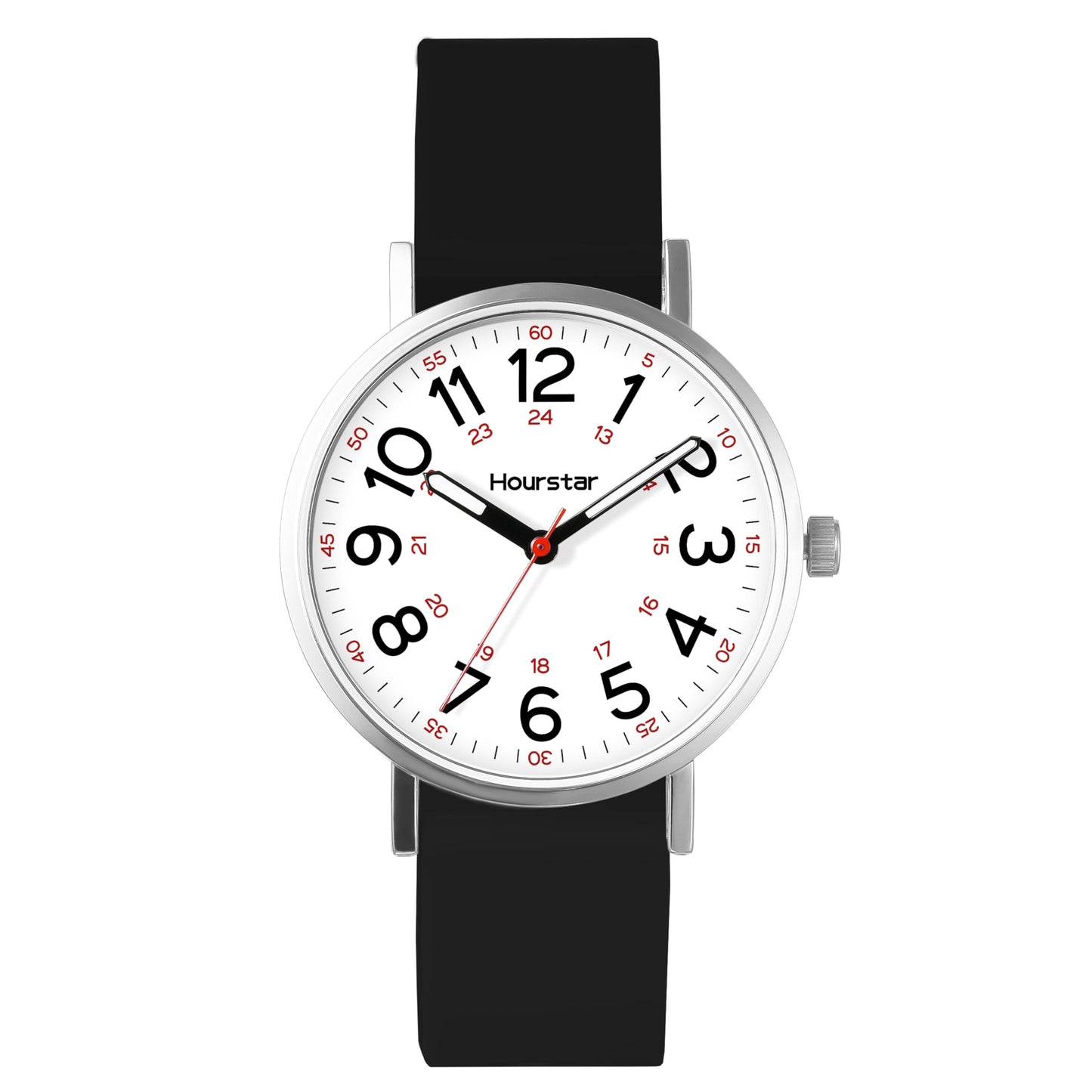 Women's Analog Nurse Watch with Second Hand for Nursing, 12/24 Time, Silicone Band, Easy Read