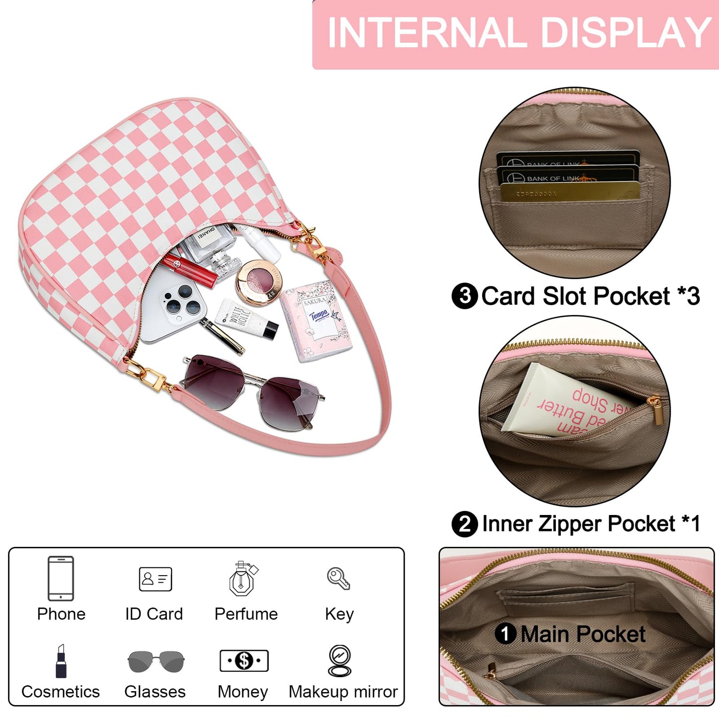 KKXIU Shoulder Bag for Women Cute Hobo Purses and Handbags Retro Clutch Underarm Purse | Cute